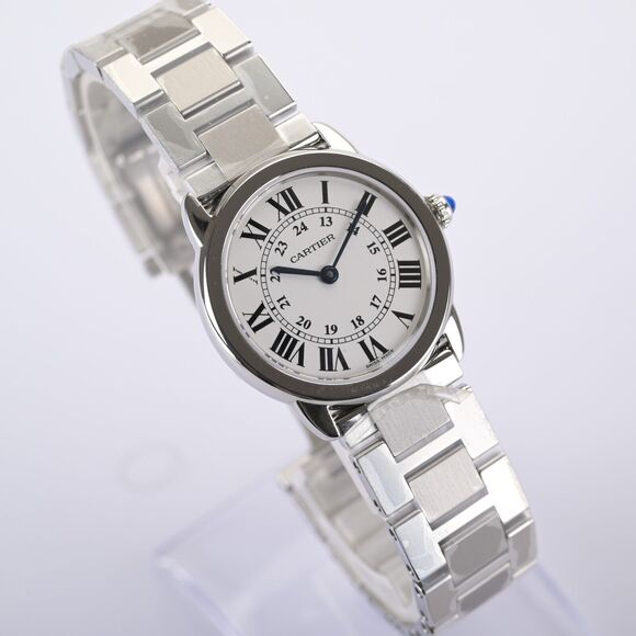 Unworn Cartier Ronde Solo 3601 White Roman Dial 29mm Steel Ladies Watch - Picture 5 of 8